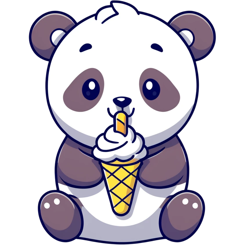 Panda eating ice cream emoji