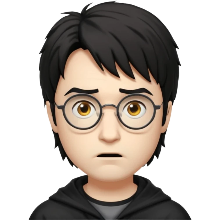 Harry Potter a pale white with shaggy black hair, glasses with a lightning-shaped scar on his forehead. He goes to Hogwarts School of Witchcraft and Wizardry to learn the magic of the wizarding world. emoji