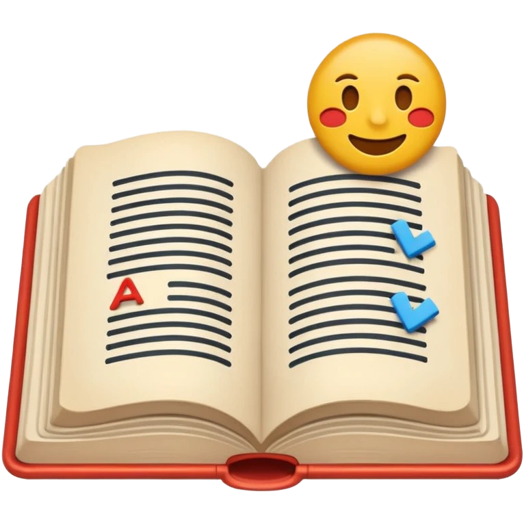 A minimalist emoji-style icon representing wordplay — symbolizing creativity with language. It features an open book or speech bubble merging with playful letters or word fragments, forming a clever visual pun. emoji