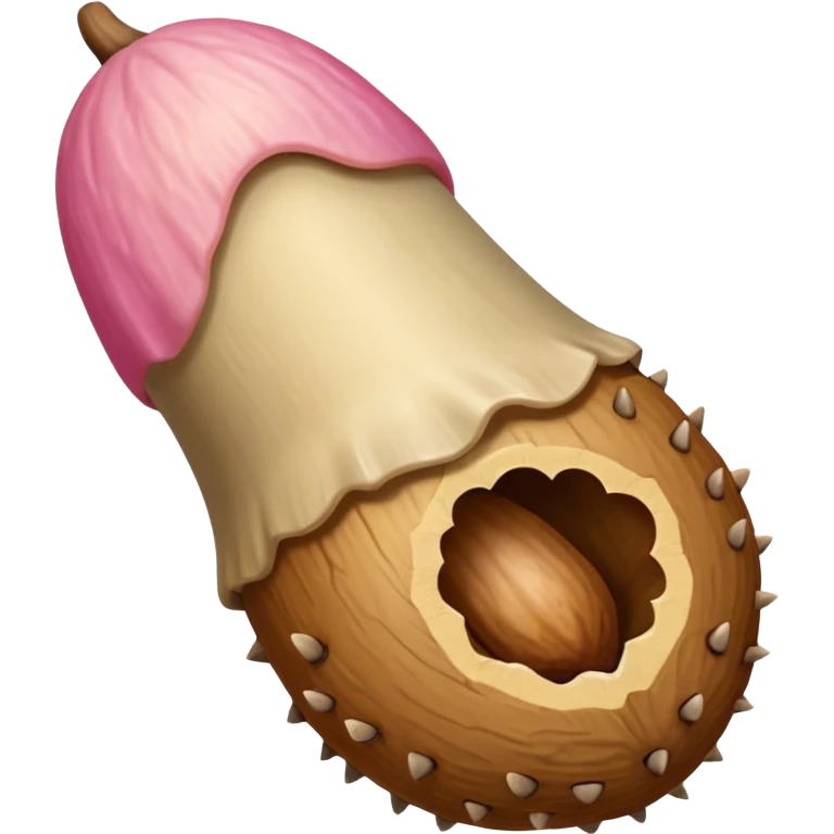 beige skin color penis shaft, erect, phallus shape, no face, with glans beige/pinkish acorn-like tip at small hole at the end. add veiny texture and thick appearance  emoji