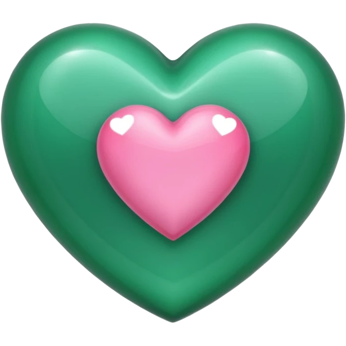 emerald heart with one mini pink heart inside of it  emoji
