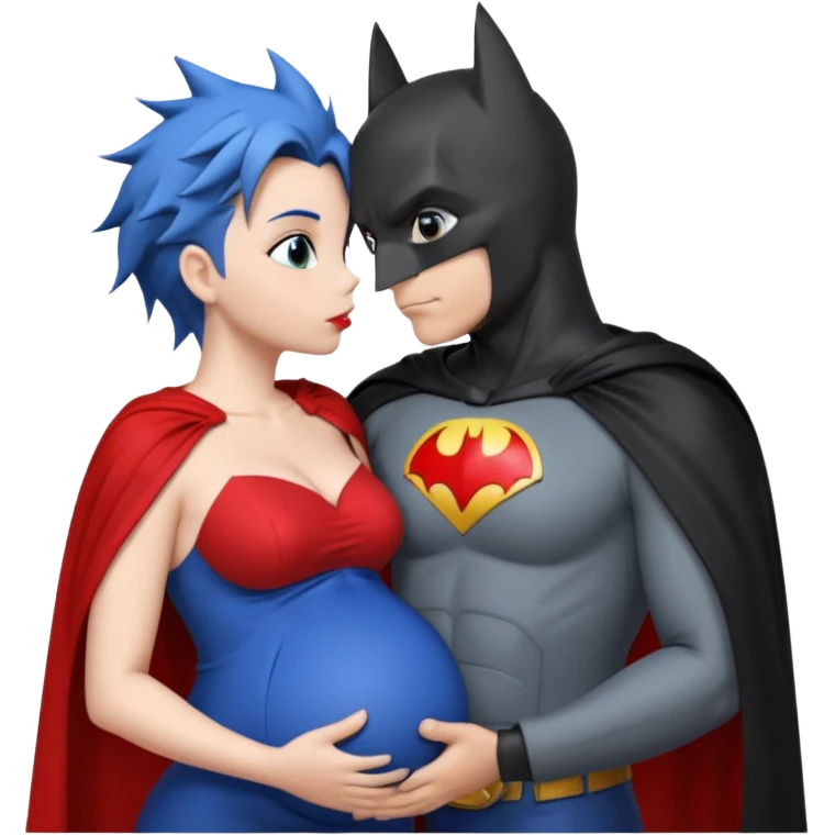Batman kissing Pregnant sonic X emoji