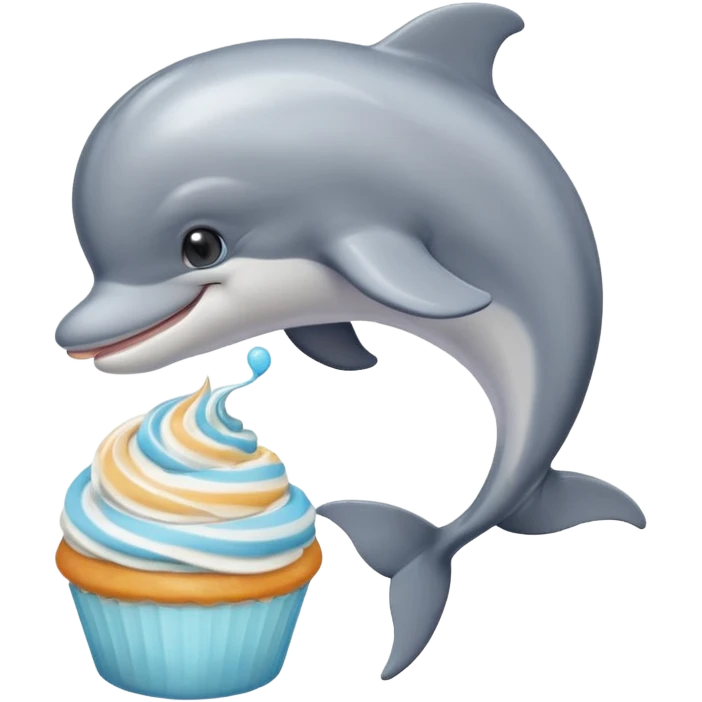 make me a dolphin that is asking a cat with buttercream emoji