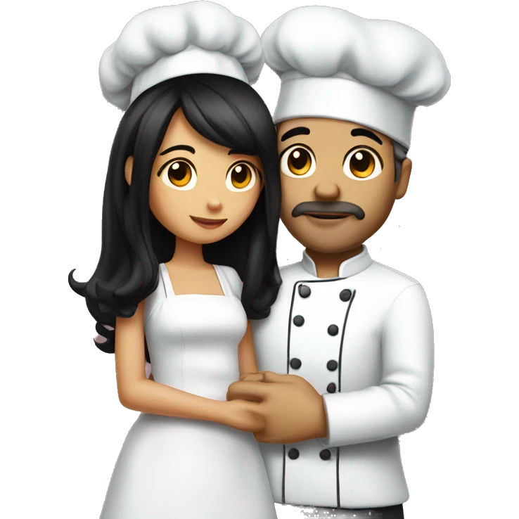 White Chef kissing princess with black hair  emoji