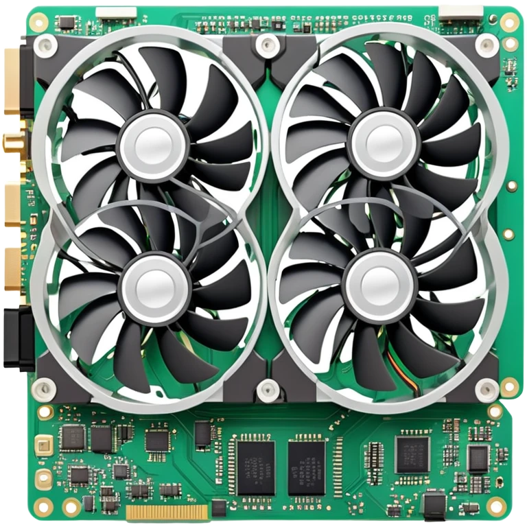 computer graphics card, GPU with fans and circuit board emoji