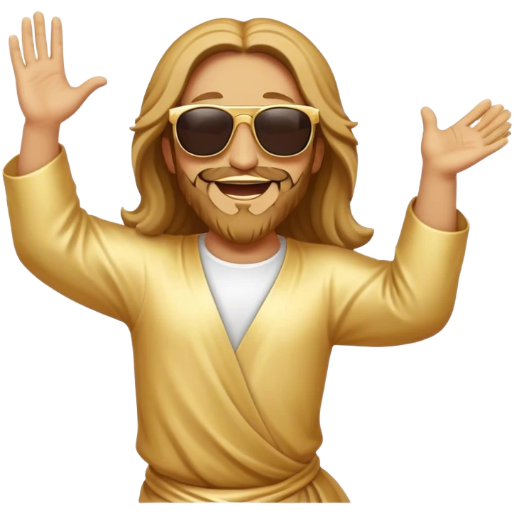 dancing figure of rejoicing Jesus with  sunglases golden  emoji