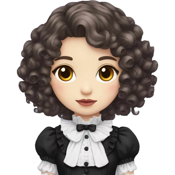 Gothic Lolita with curly brown hair emoji