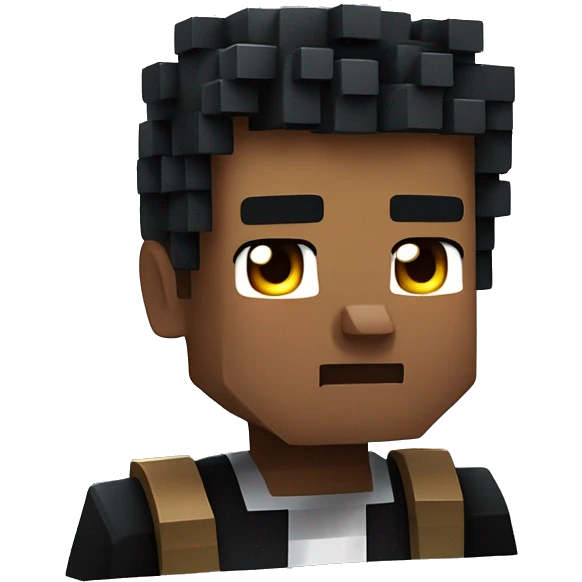 niño con ojos grandes y cejas pobladas, cabell negro y pestaas largas con camisa de minecraft  emoji