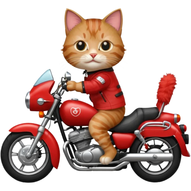 Cat on red and black motorcycle emoji
