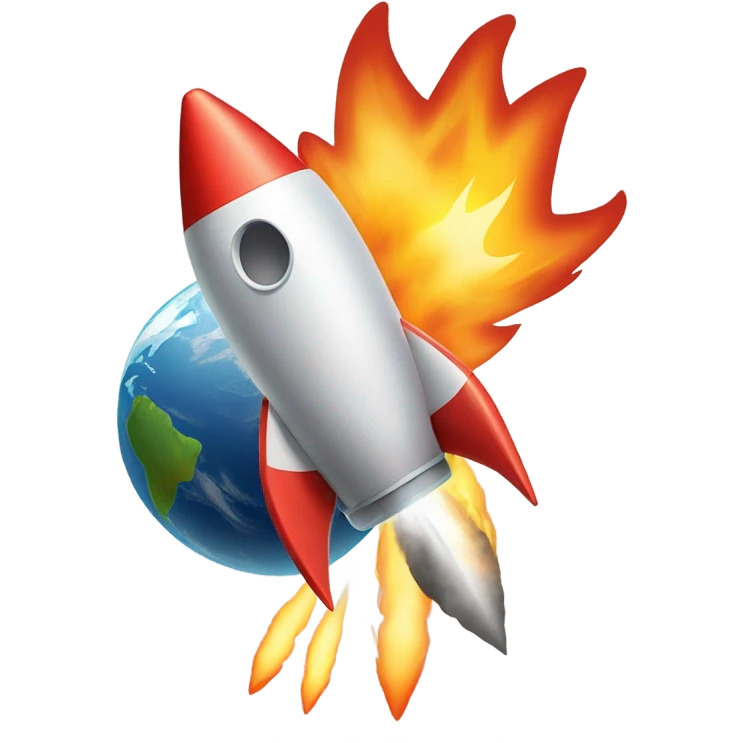 rocket flies around the earth emoji