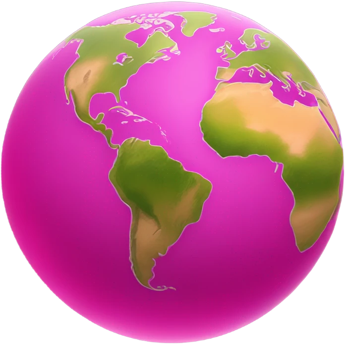 Hot pink planet earth detailed  emoji
