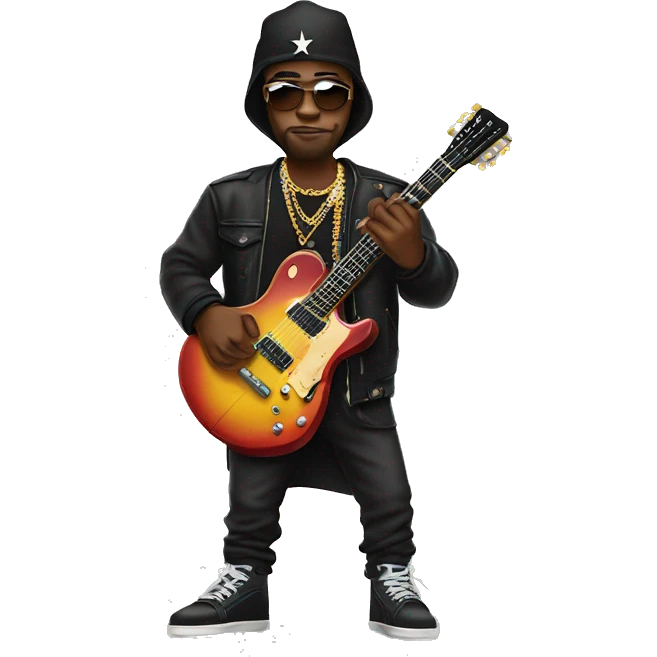 Black Rappers wearing jewel with a Rockstar guitar emoji