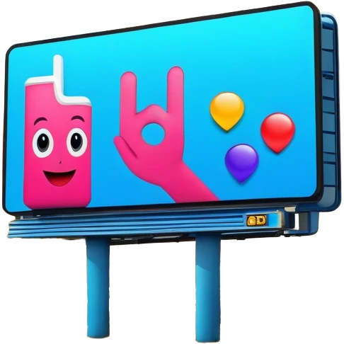 billboard with advertisement emoji