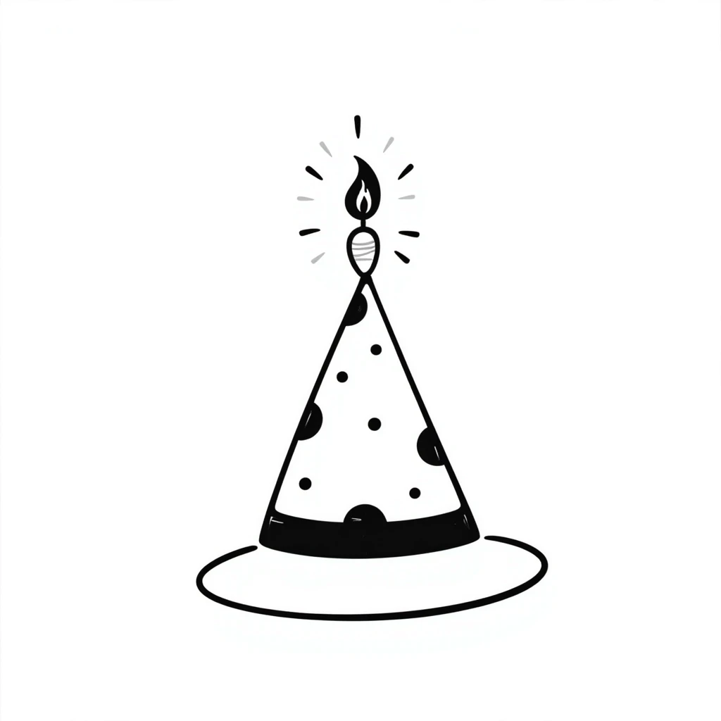 birthday hat, hand drawn doodle style emoji