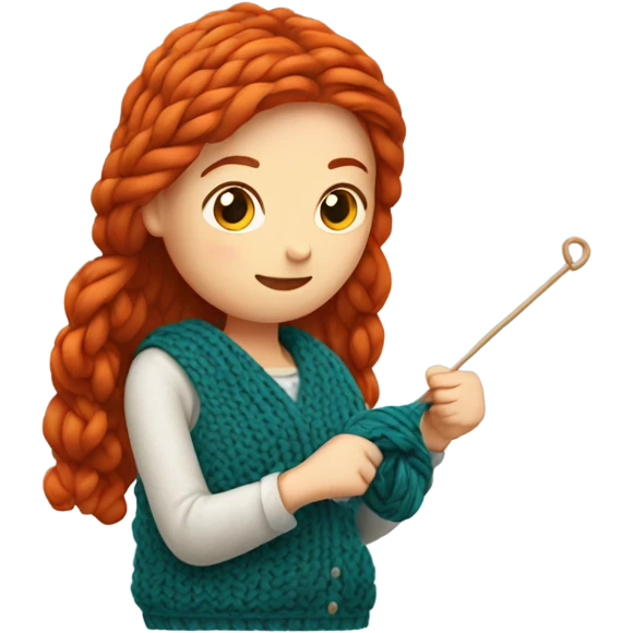 Red headed woman knitting  emoji