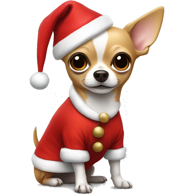 Chihuahua wearing Santa Claus costume emoji
