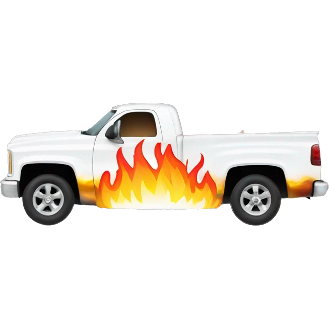 White Chevy truck on fire emoji