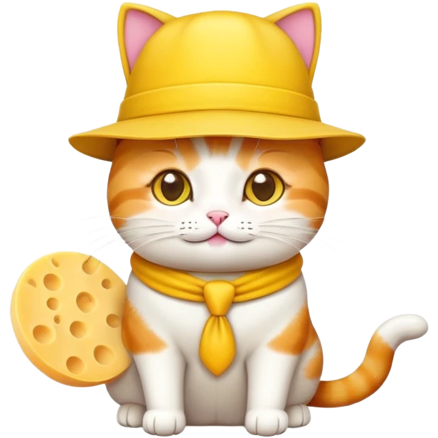 cheese cat wearing a yellow hat emoji