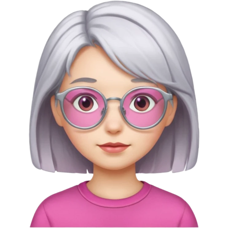 Silver hair pink glasses girl emoji