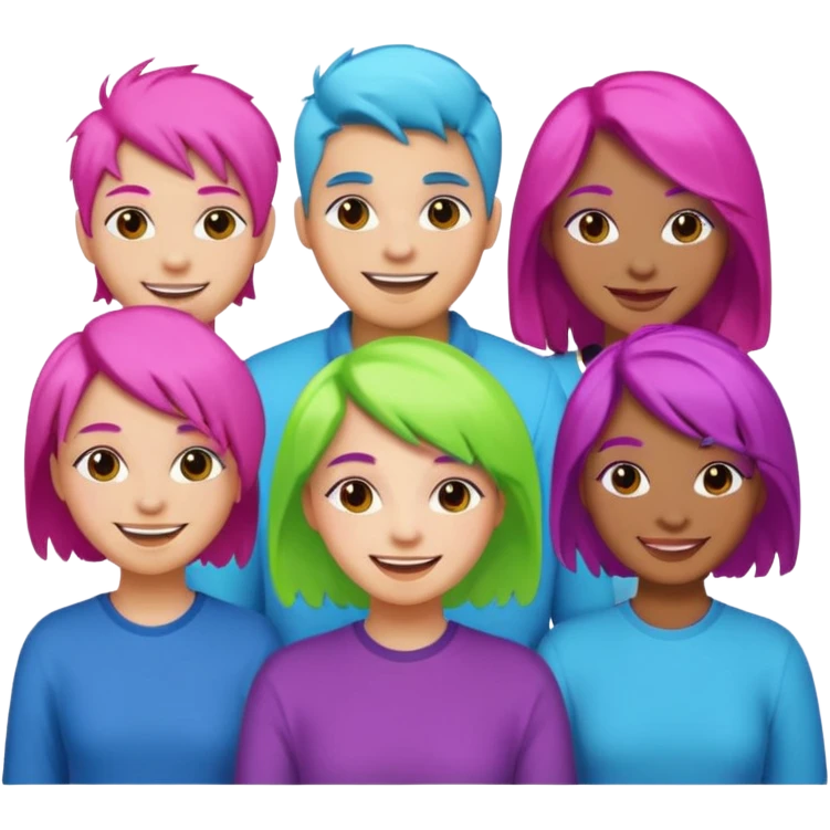 Neon Haired People different person,different hair color emoji