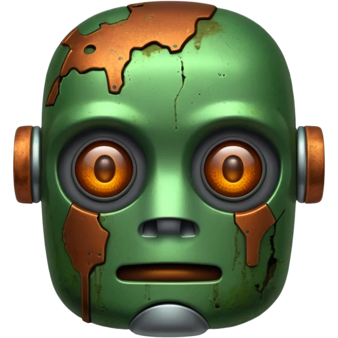 make a tired old robot emoji, covered in green sludge emoji