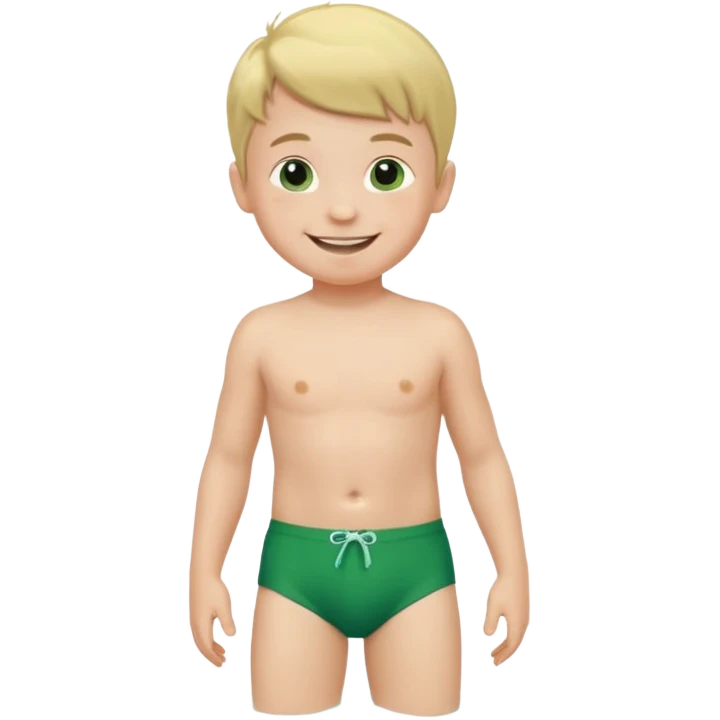 Little boy in green swim briefs  emoji