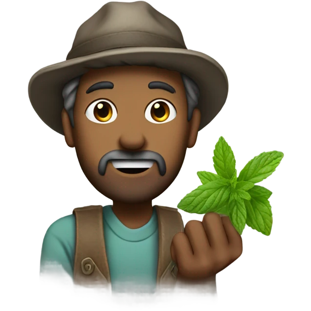 A hobo offering a mint emoji