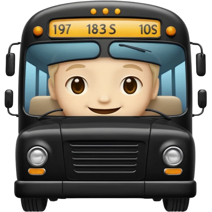 A Black Bus With The Human Face emoji