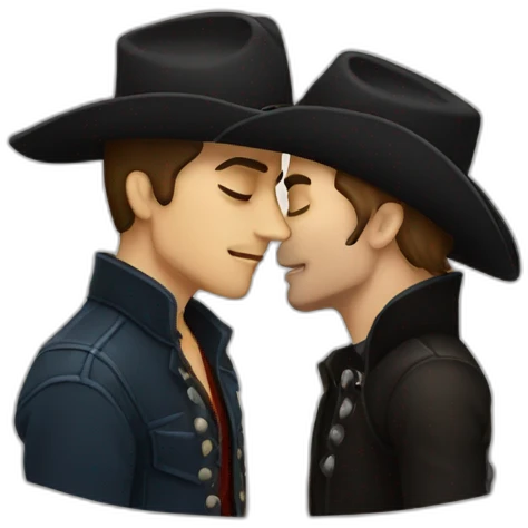 Cowboy kissing male vampire emoji