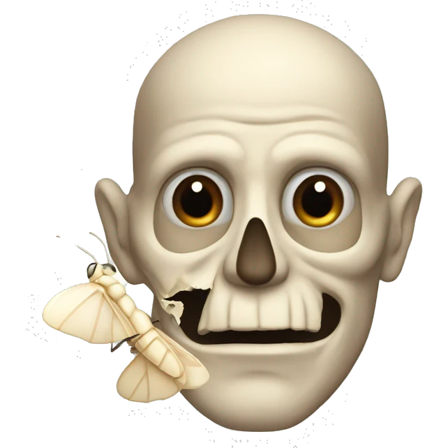 man with a bone in the moth emoji