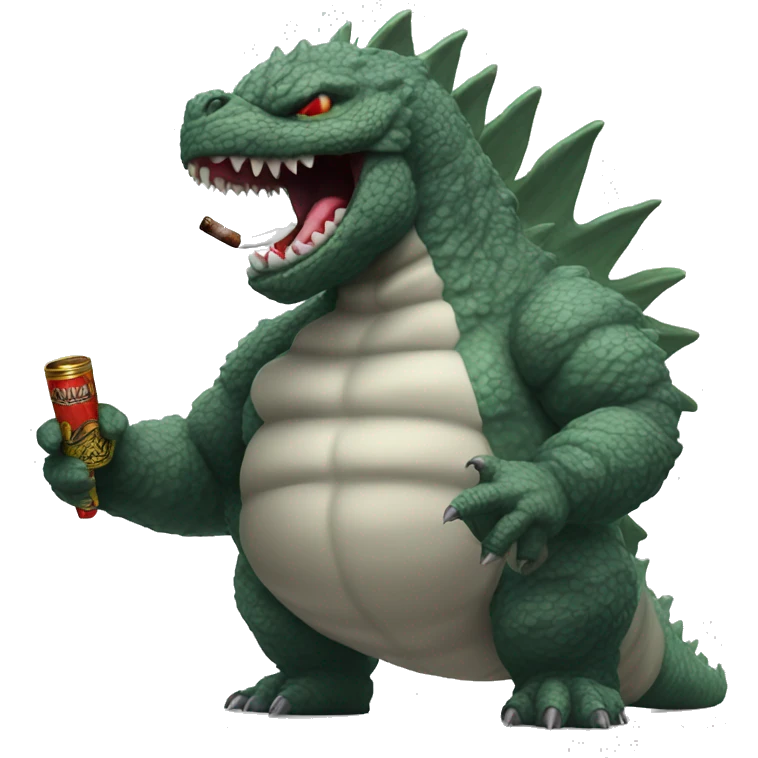 Kaiju godzilla with a cigar in mouth  emoji