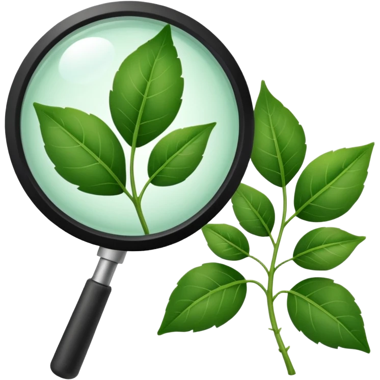 eine Pflanze mit einer Lupe kontrolliert bzw gecheckt wird ohne mensch emoji
