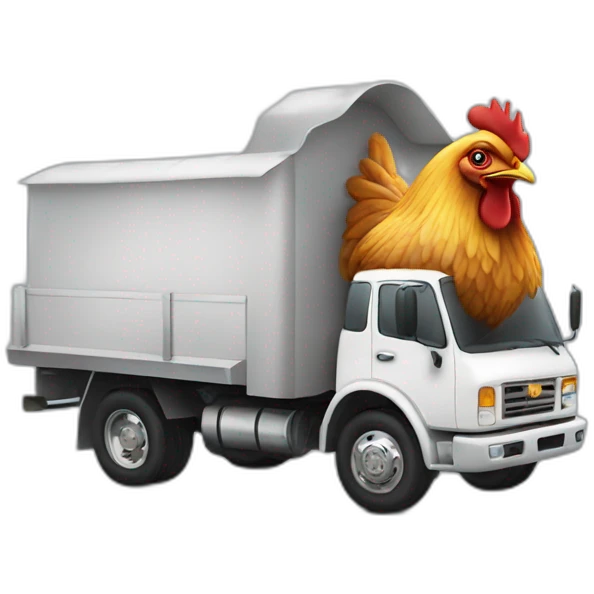 chicken driving an idling truck emoji