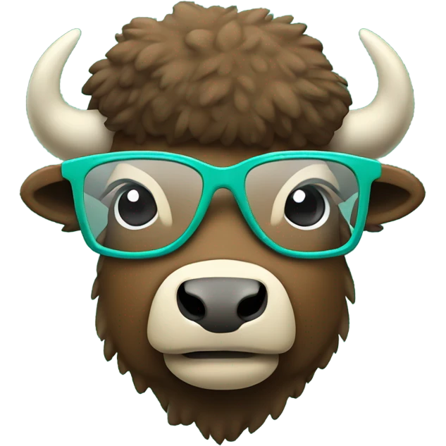 cute bison in teal ￼glasses emoji