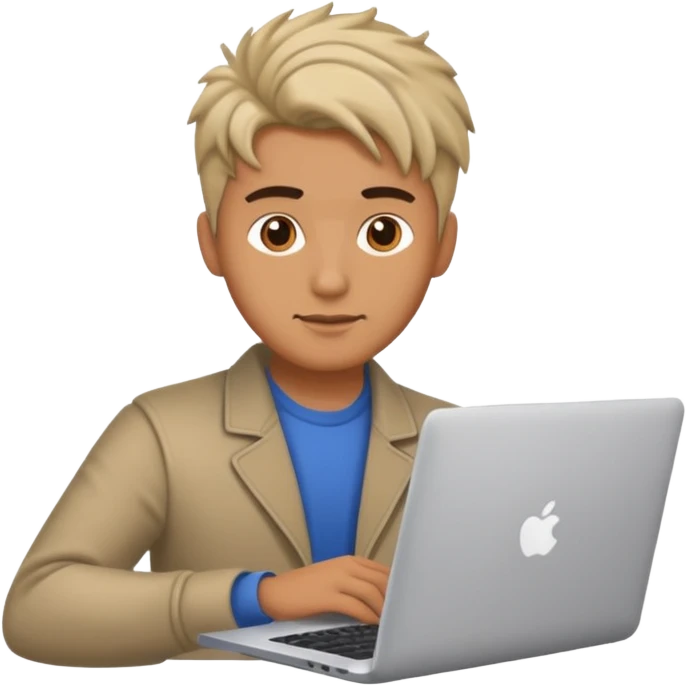 man with laptop, different hair style. emoji