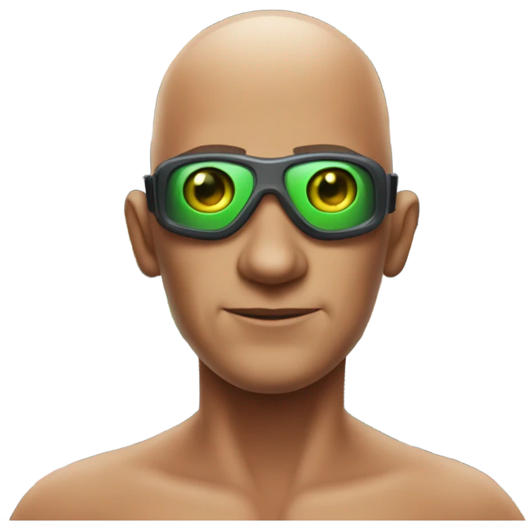 martian barman shirtless and goggles bald emoji