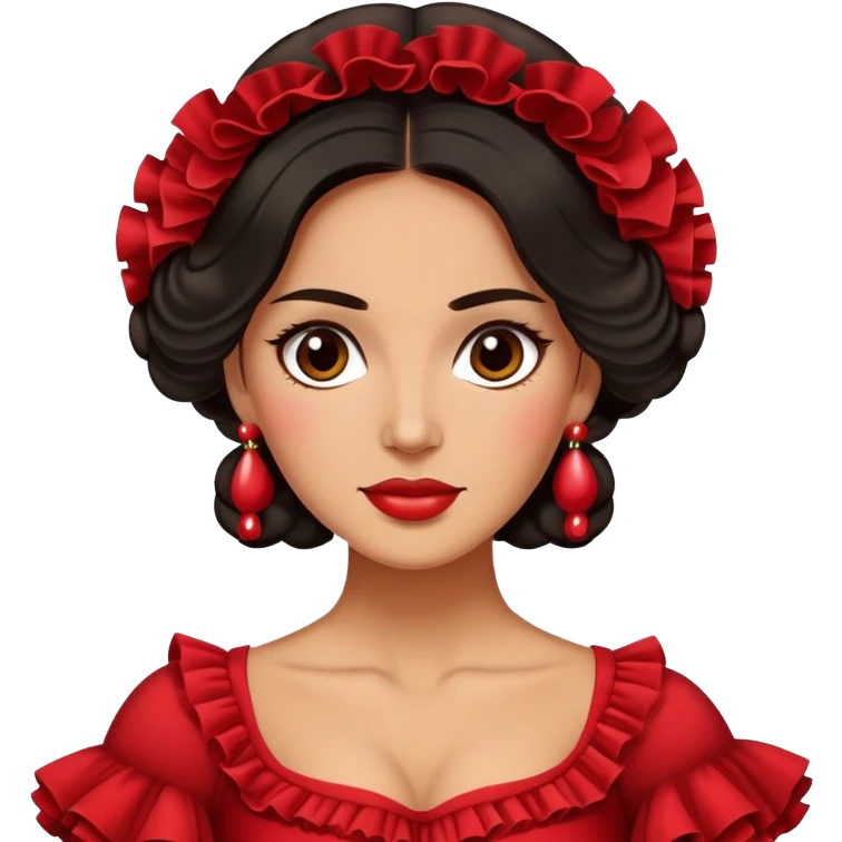 Spanish woman with dark hair wearing traditional flamenco dress emoji