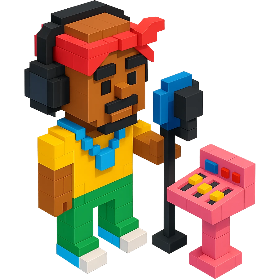 Lego version of 2Pac in a recording studio emoji
