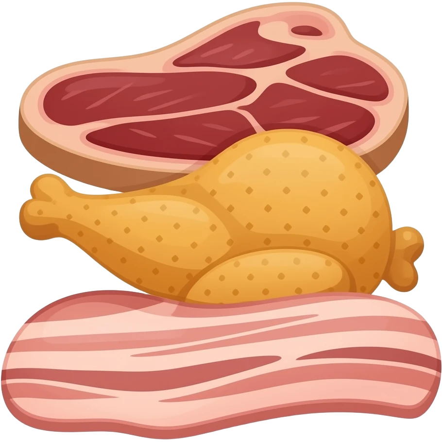 vector flat beef chicken pork belly put together emoji