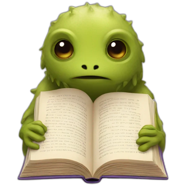 Creature reading a book emoji
