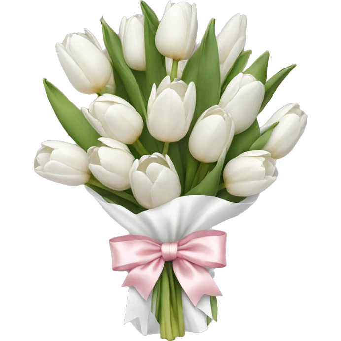 White tulips bouquet with light pink bow  emoji