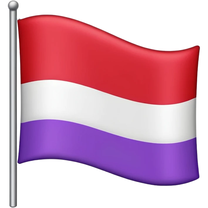 The emoji of a flag with three horizontal bars. The top bar is black, the middle bar is white, and the bottom bar is split in half. The bottom left is purple, and the bottom right is red emoji
