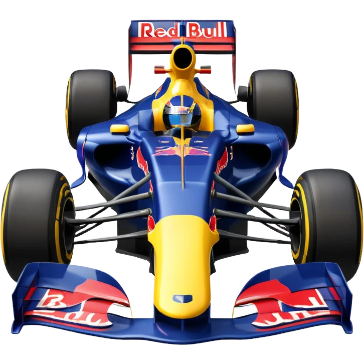 Um carro de fórmula 1 da rede Bull de 2010 com o número 5 no carro emoji