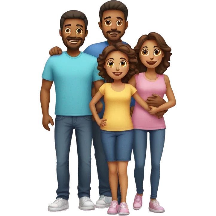 Mom, daddy and 4 kids emoji