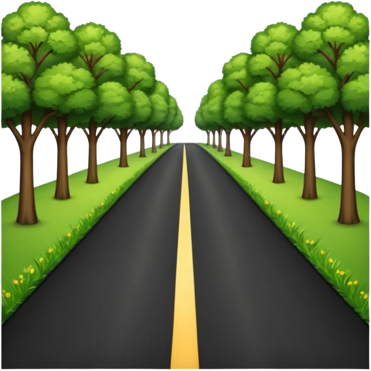 roadway with trees and Grass on the sides emoji emoji