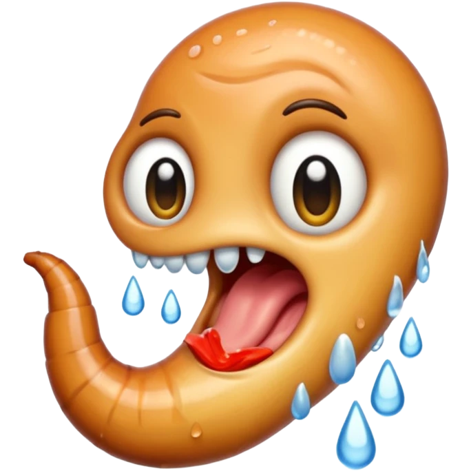 a crying worm that is soaking wet at th emoji