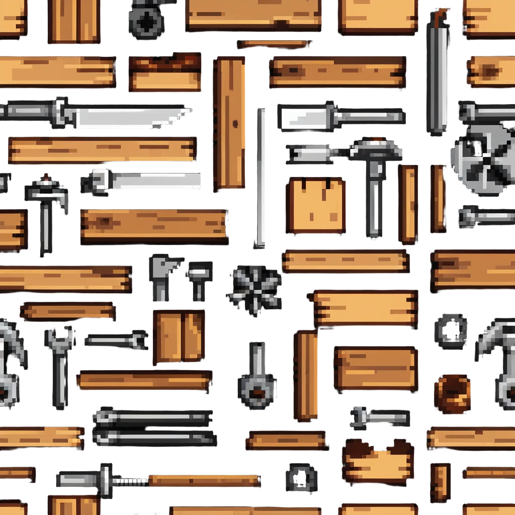 woodworking tools and wood planks emoji