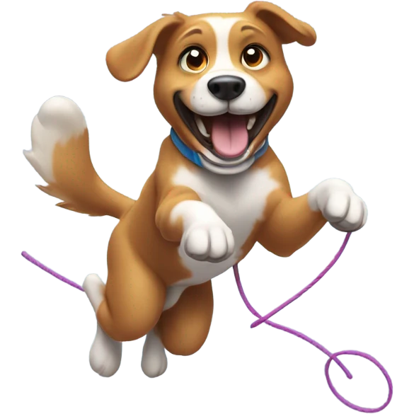 Dog playing jump rope  emoji