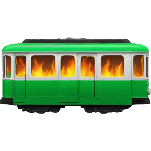 green tram on fire emoji