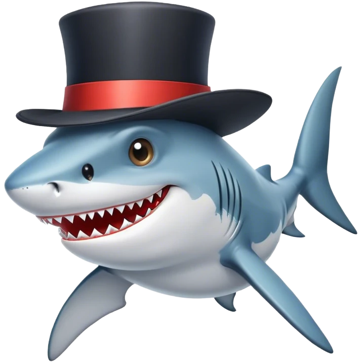 Shark with a top hat emoji